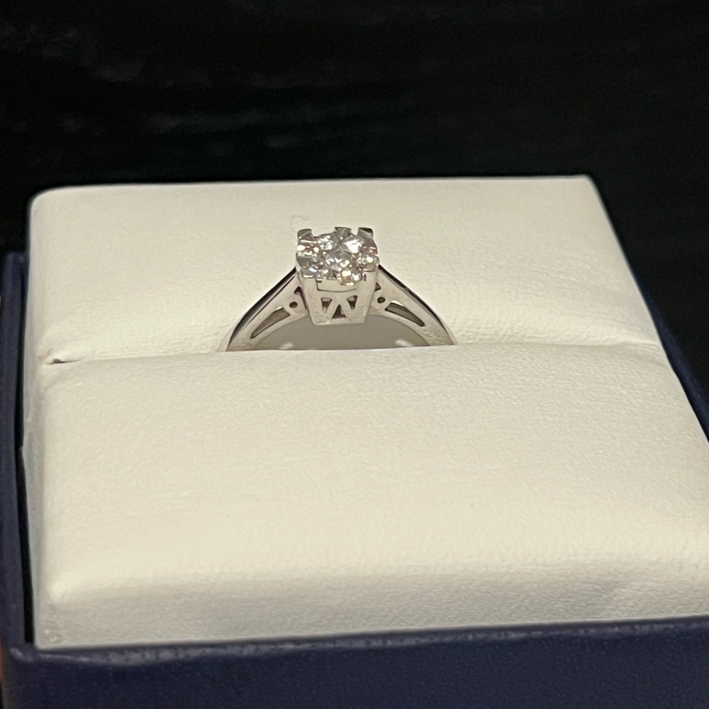 Classic Silver Solitaire Diamond Ring - image 2
